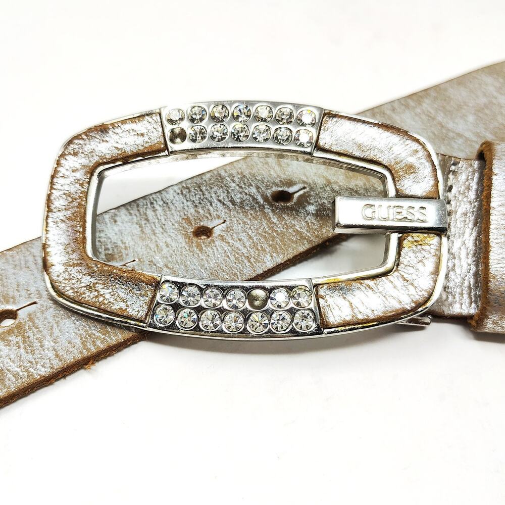 Guess Belt Medium 38 Silver Rhinestone Vintage - Picture 6 of 10